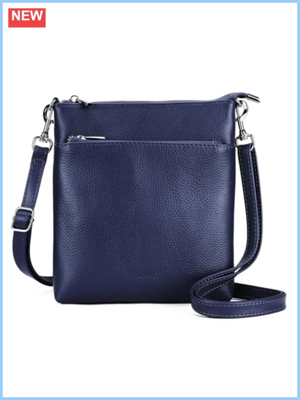 Genuine Pebble Leather Crossbody Bag Adjustable Strap Travel Purse
